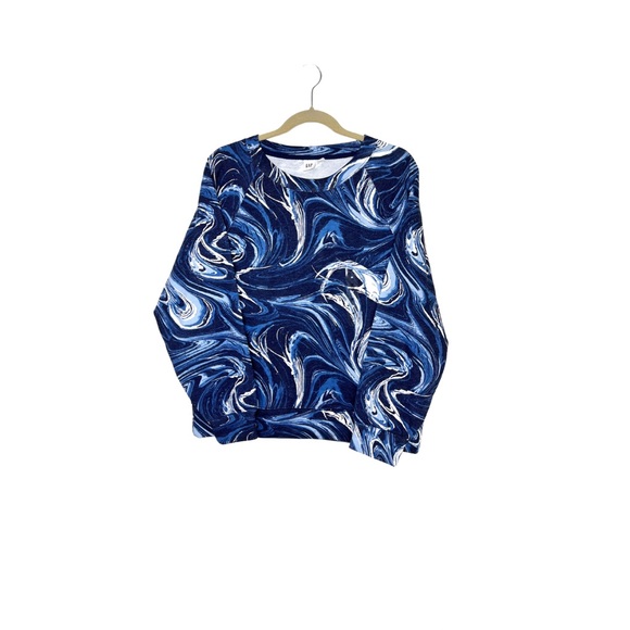 ⭐️ 3/$25 NWT Gap Marbled Blue Pullover Sweatshirt - Picture 3 of 9
